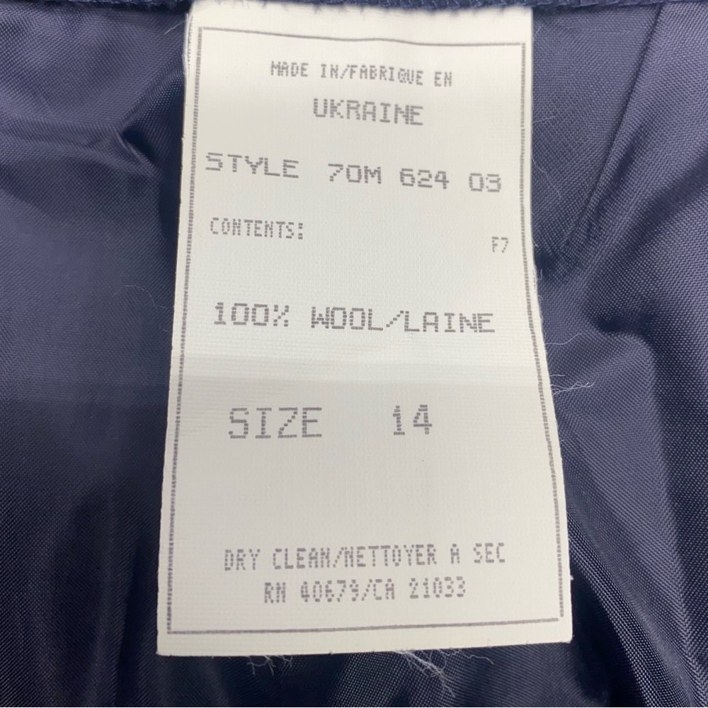 Harve Benard Women’s Navy Blue Wool Pants 14 Lined Side Zip/Button Closure NWT - Picture 14 of 14